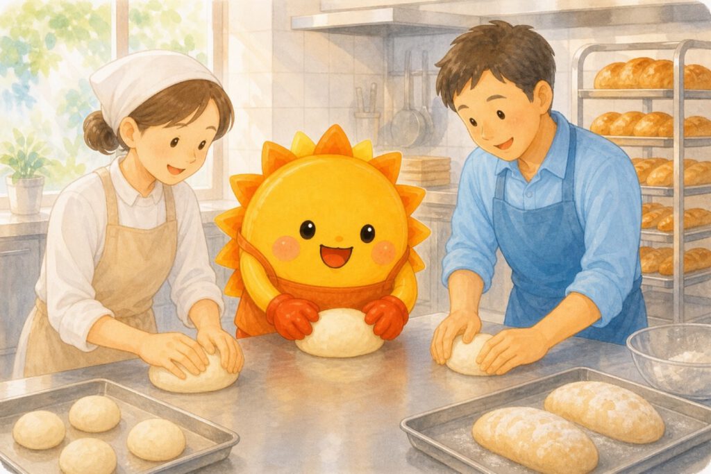 厨房でのパンづくり